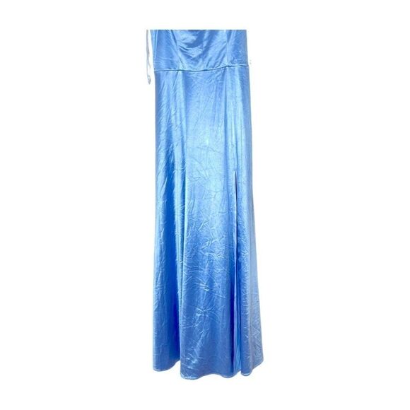 CITY STUDIO Blue Zip,Pocks, Slit Spaghetti Strap Full-Length Gown Dress Juniors - Picture 5 of 13